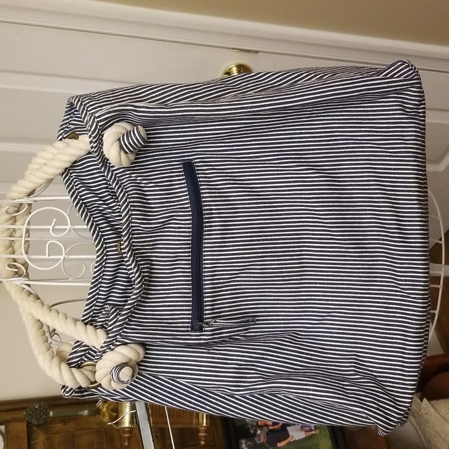 Blue & White Striped Nautical Totes Bag